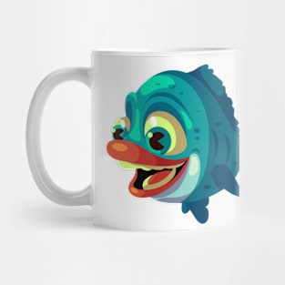 Blue Fish Lips Cartoon Illustration Mug